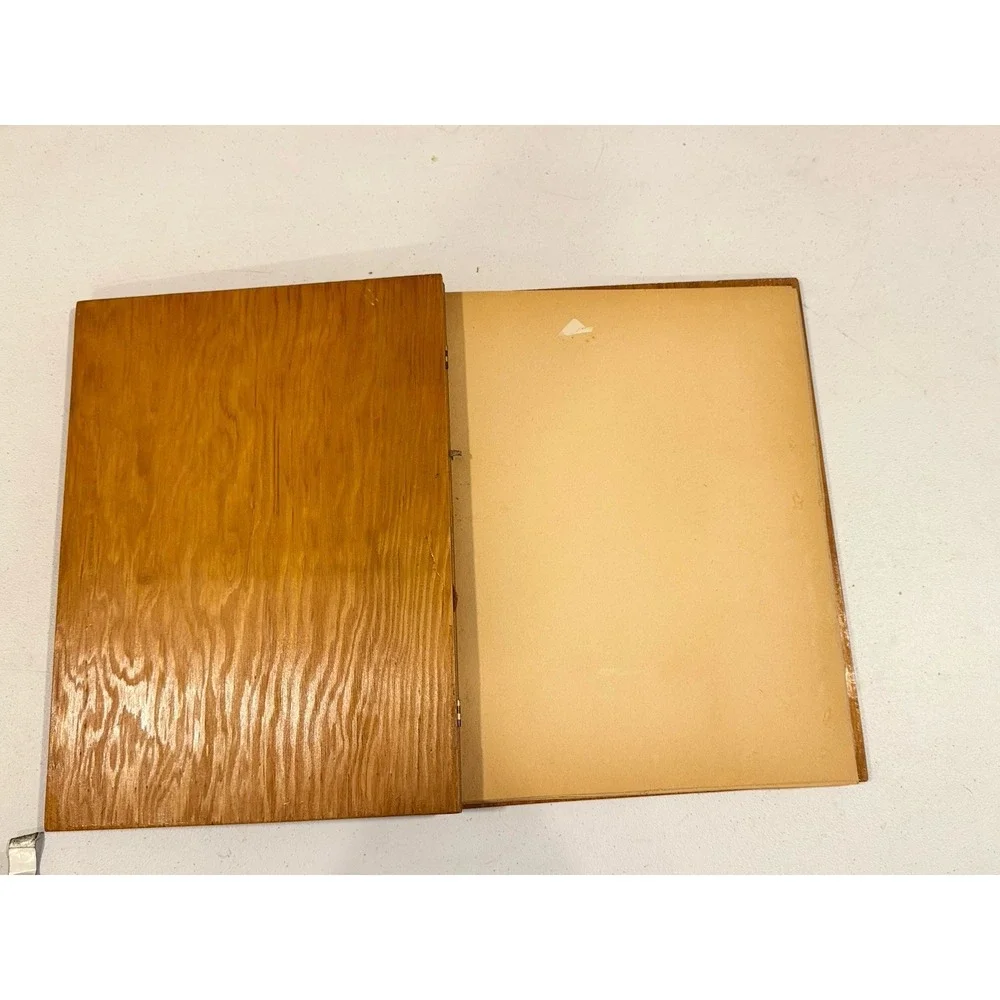 VTG Handmade Wooden & Hammered Copper Relief Floral Memory Scrapbook Book